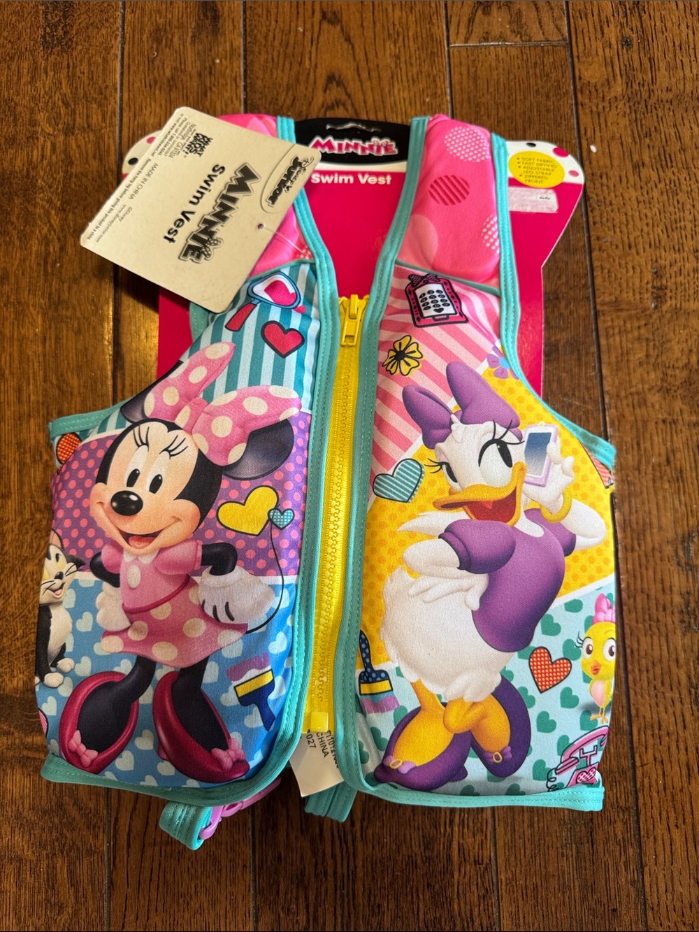 NWT Disney Girls Pink & Turquoise Minnie & Daisy Swim Vest